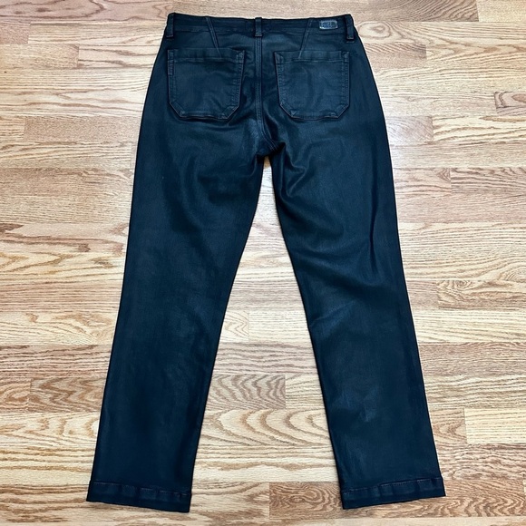 PAIGE Mayslie Straight Ankle Jeans Black Fog Luxe Coating Size 29 - Picture 7 of 13